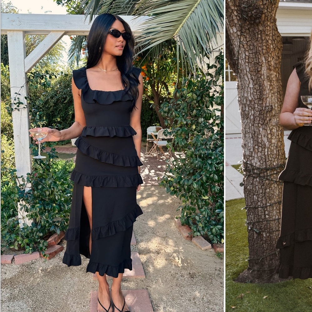 Show Me Your Mumu black ruffle Greta Dress